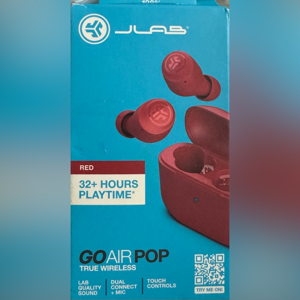 JLab Go Air Pop True Wireless Bluetooth Earbuds- Red